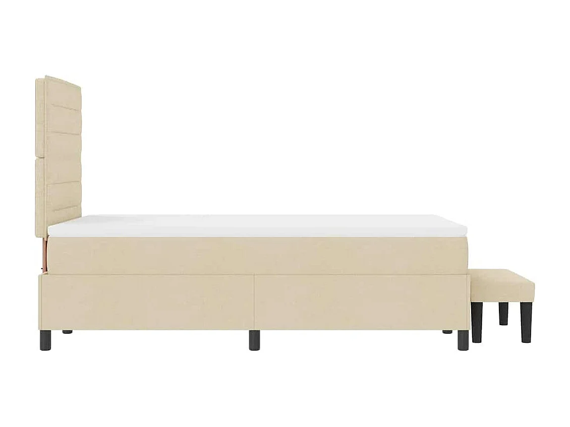 Cadre de lit avec matelas Crème 120 x 200 cm tissu