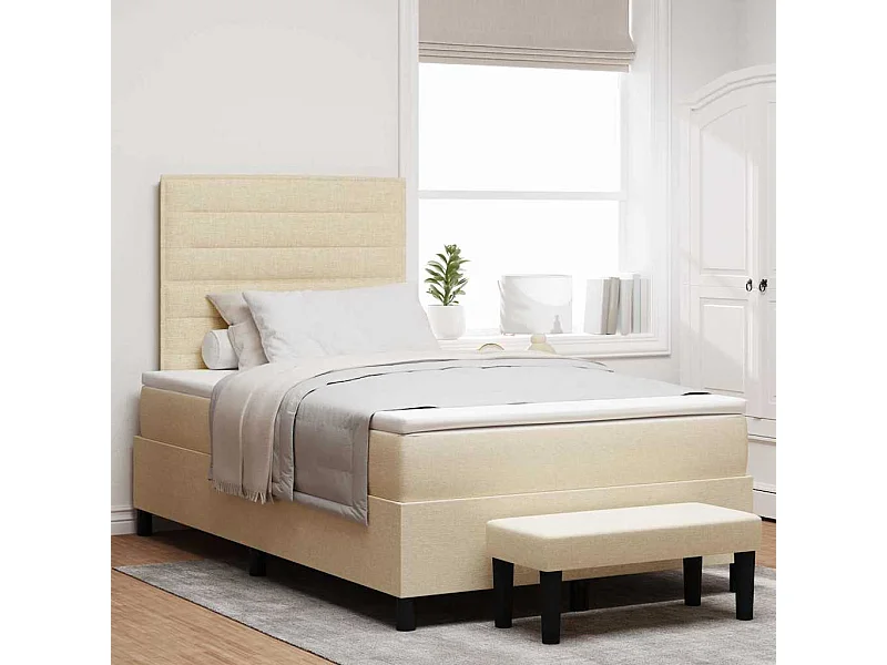 Cadre de lit avec matelas Crème 120 x 200 cm tissu