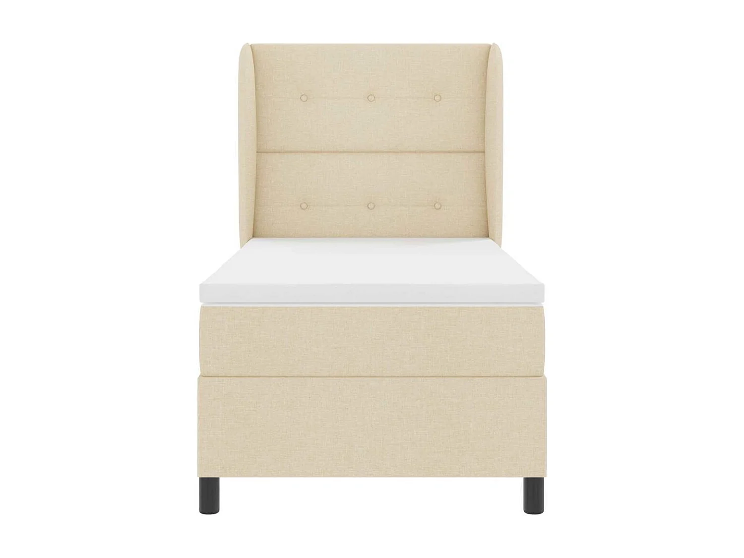 Cama tipo Box Spring con colchón Crema 90 x 200 cm tela