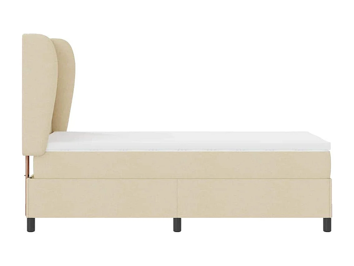 Cama tipo Box Spring con colchón Crema 90 x 200 cm tela