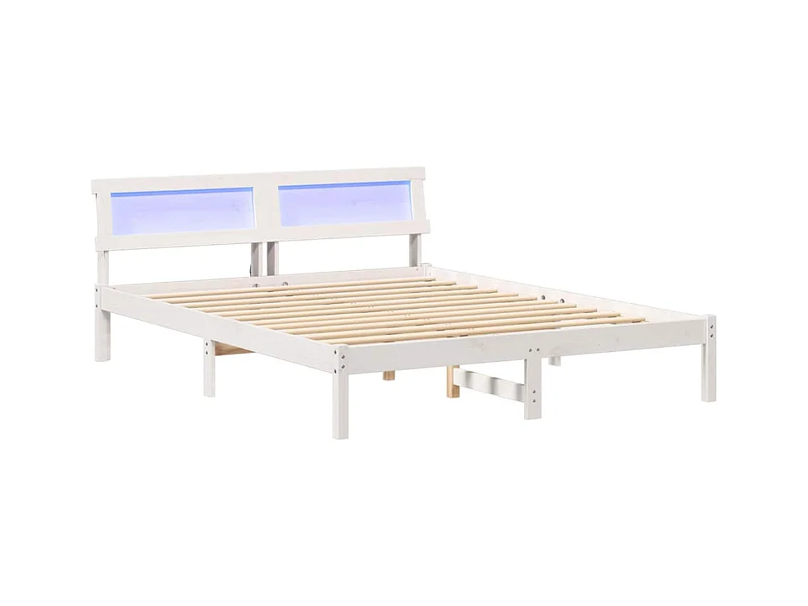Cadre de lit Blanc 160 x 200 cm Bois massif en pin