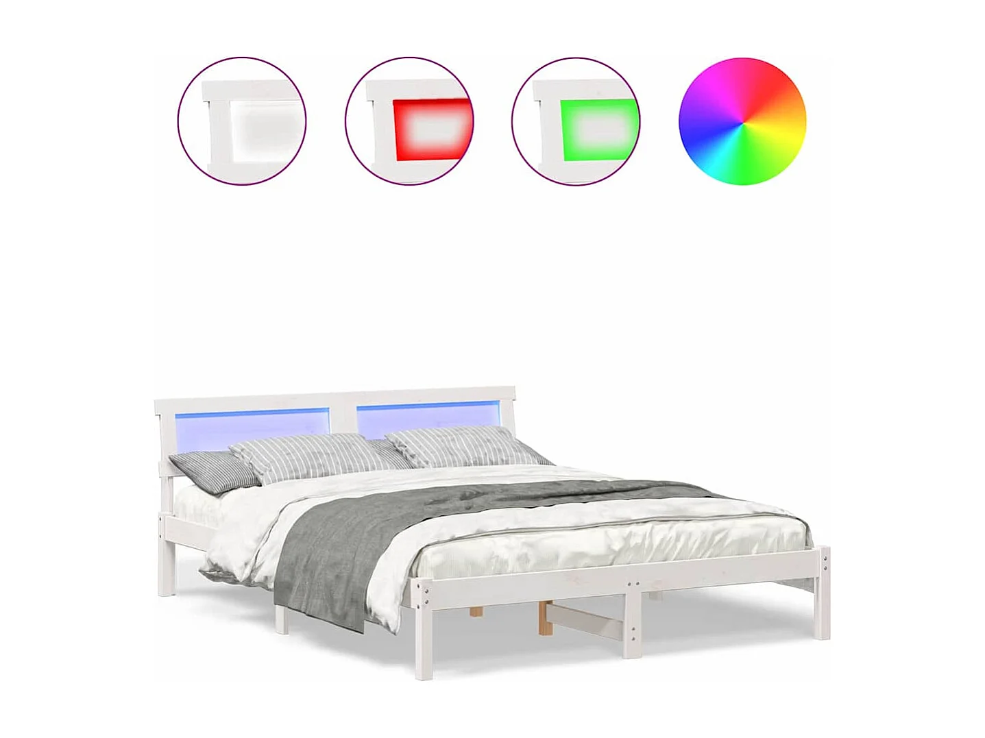 Bedframe met hoofdeinde Wit 160 x 200 cm Massief grenenhout