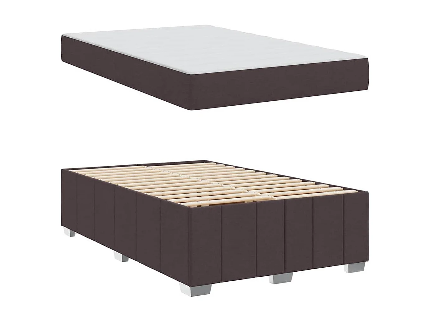 Cadre de lit avec matelas Marron foncé 120 x 200 cm tissu