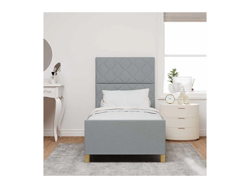 Cadre de lit avec tête de lit Gris clair 100 x 200 cm tissu