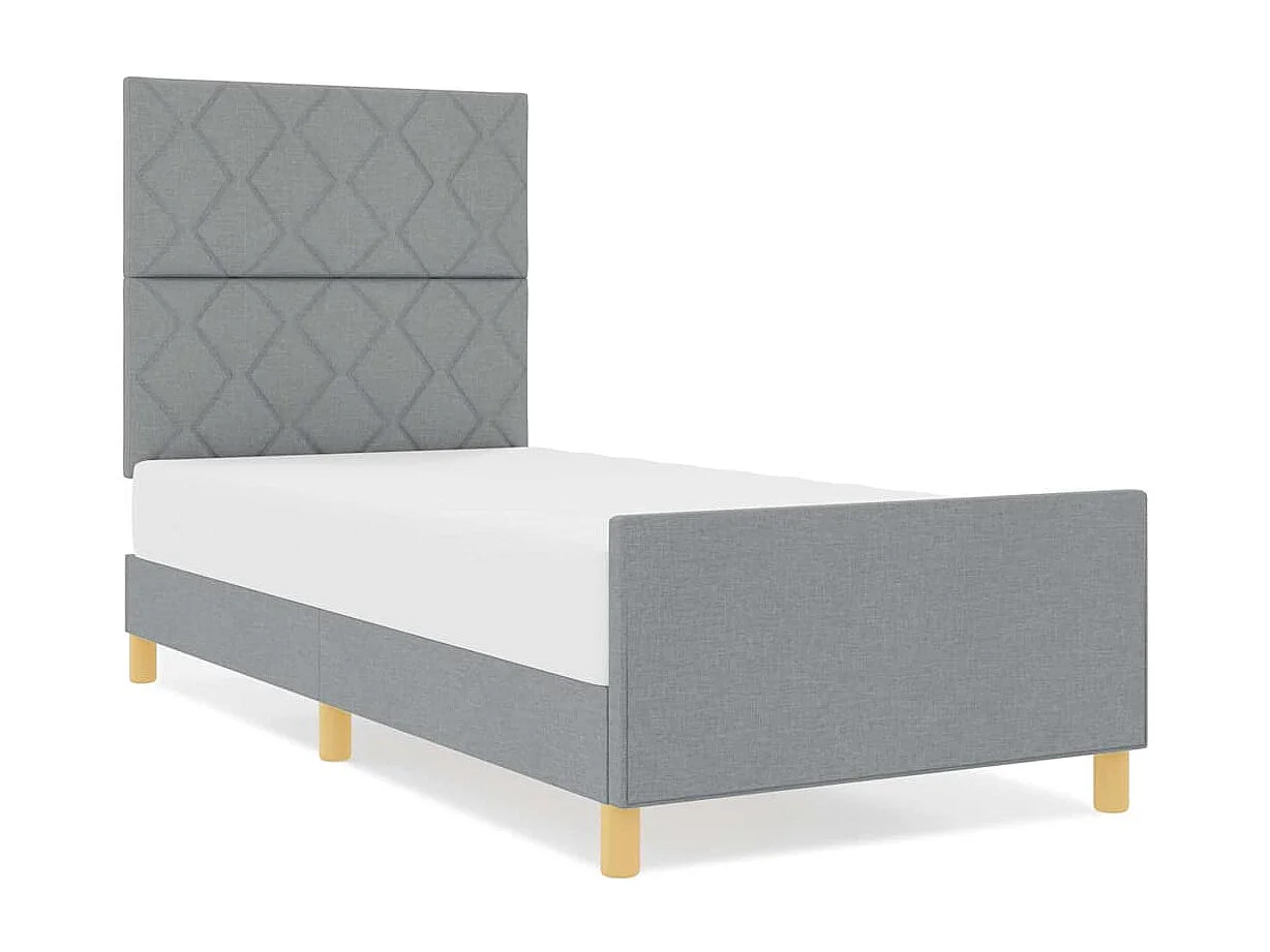 Cadre de lit avec tête de lit Gris clair 100 x 200 cm tissu