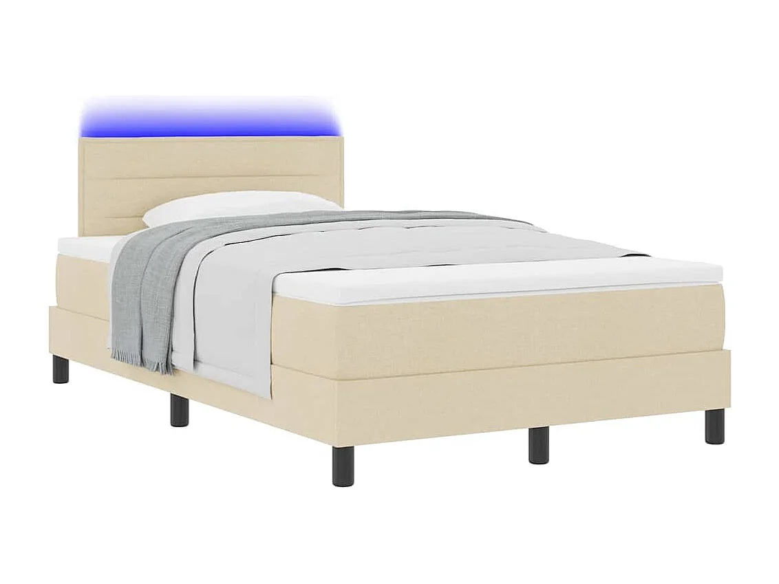 Cadre de lit avec matelas Crème 120 x 190 cm tissu