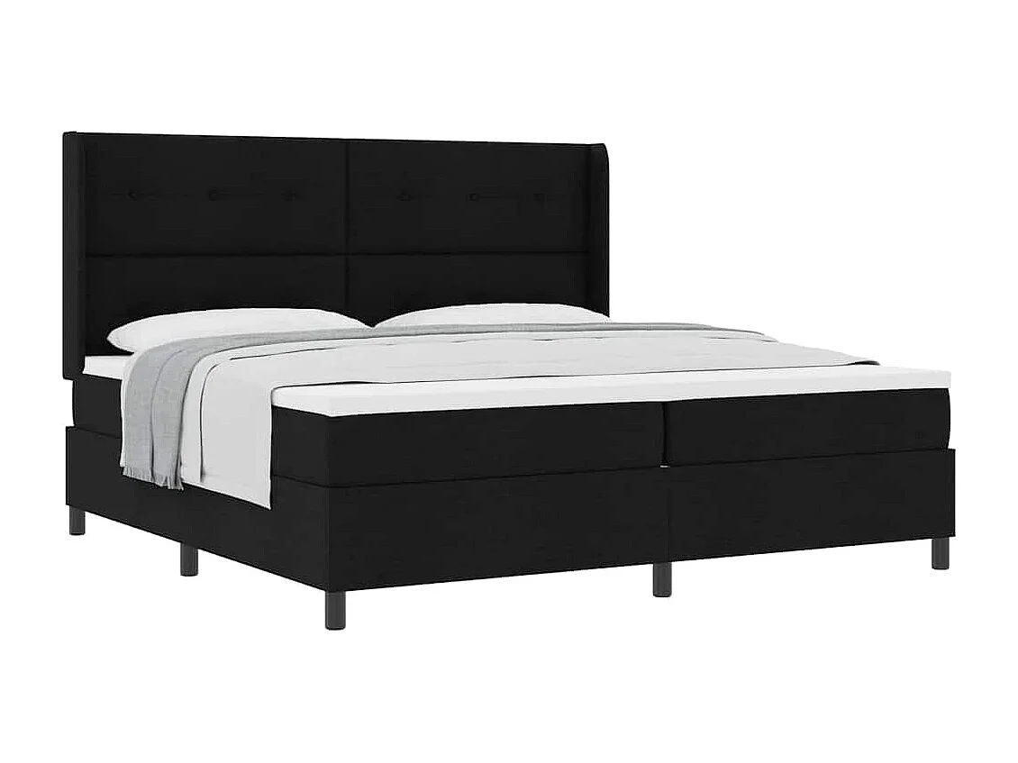 Cadre de lit avec matelas Noir 200 x 200 cm tissu