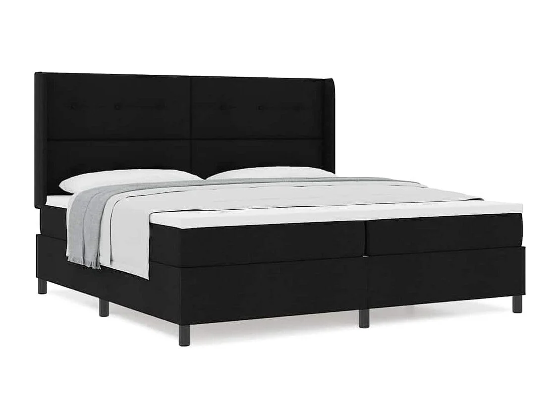 Cadre de lit avec matelas Noir 200 x 200 cm tissu