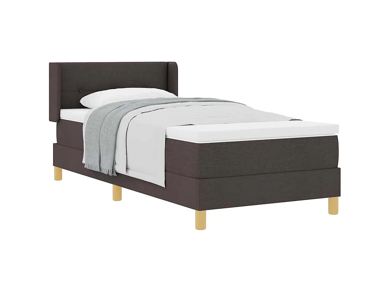 Cadre de lit Marron foncé et Blanc 100 x 200 cm tissu