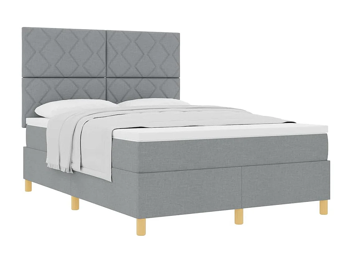 Cama tipo Box Spring con cabecera Gris claro 160 x 200 cm tela