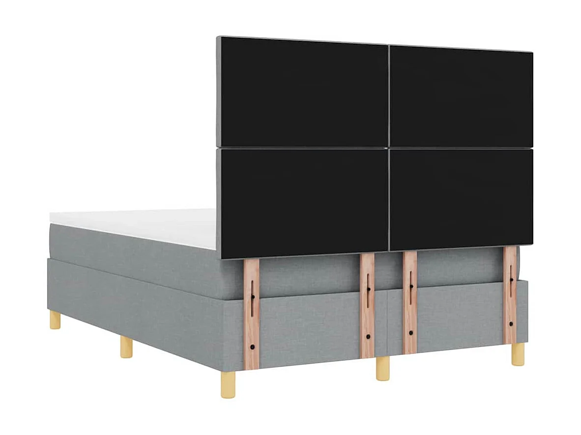 Cama tipo Box Spring con cabecera Gris claro 160 x 200 cm tela