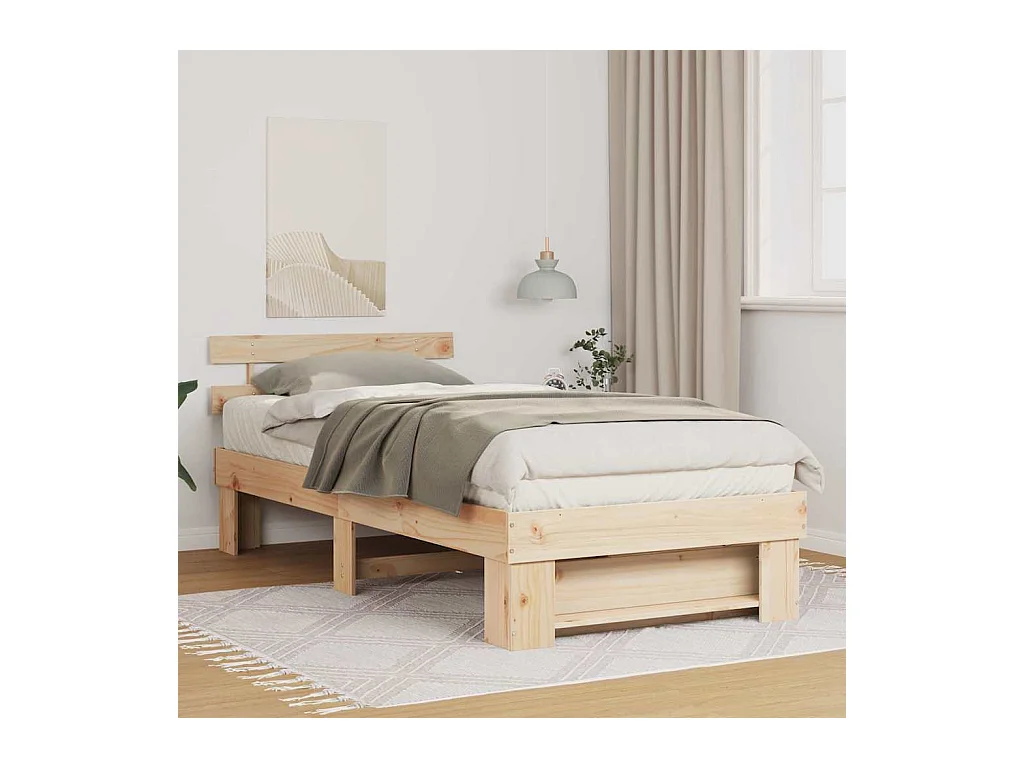 Estrutura da Cama Castanho 100 x 200 cm Madeira de pinho maciça