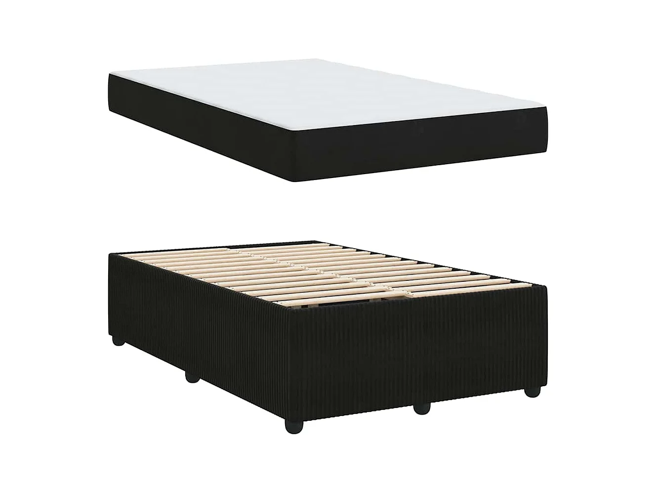 Cadre de lit avec matelas Noir 120 x 190 cm Velours