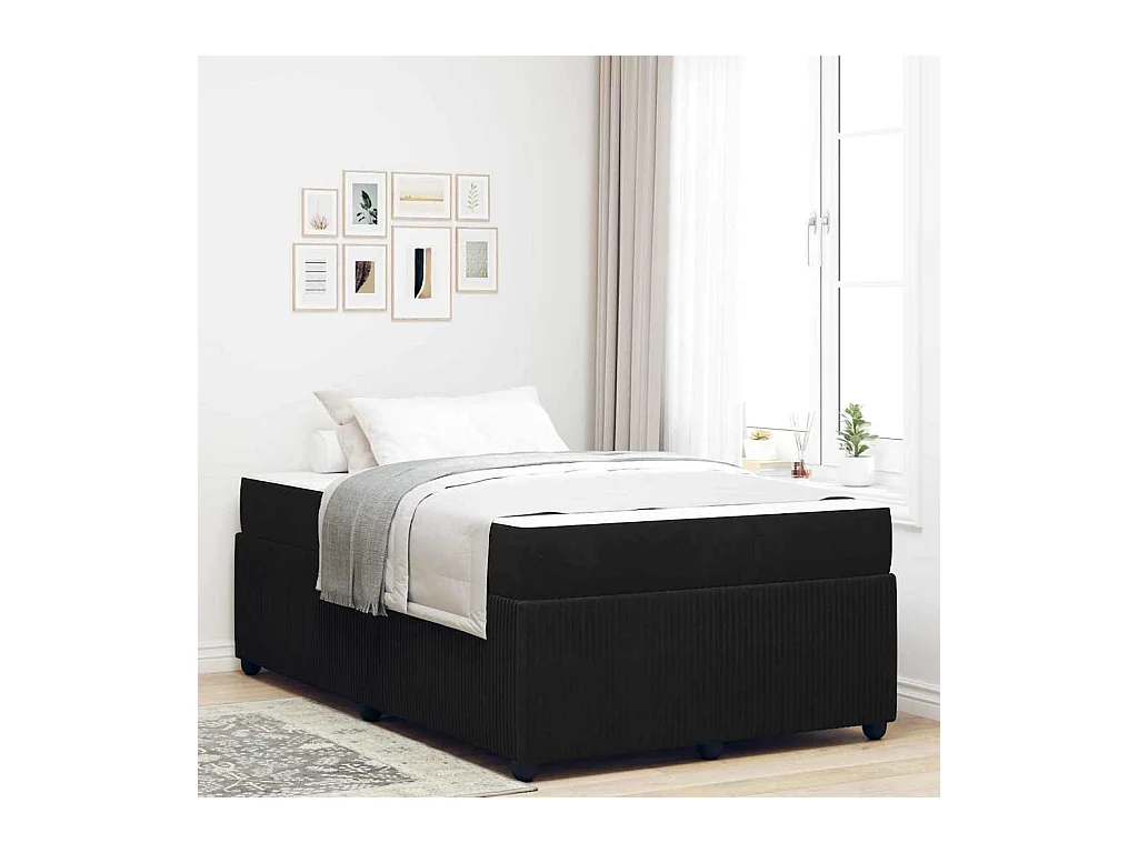 Estrutura de cama com colchão Preto 120 x 190 cm Veludo
