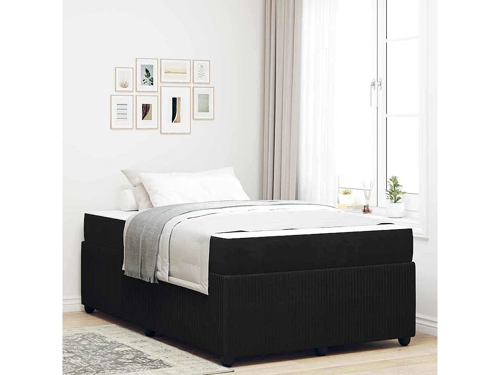 Estrutura de cama com colchão Preto 120 x 190 cm Veludo