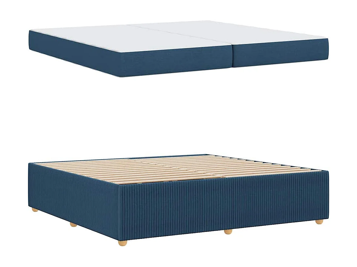 Estructura de cama con colchón Azul 200 x 200 cm tela