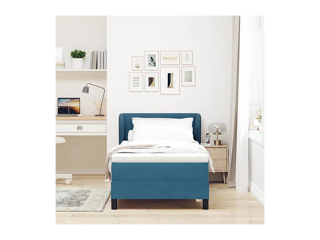 Cadre de lit avec matelas gris foncé 80x200 cm en velours
