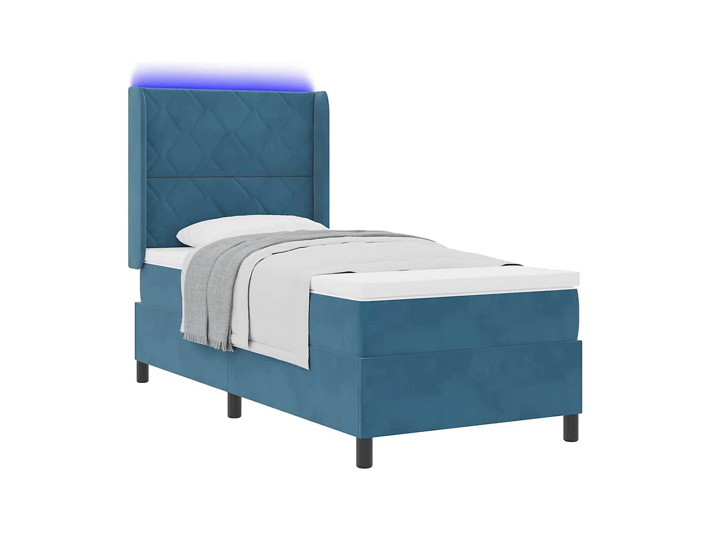Cadre de lit avec Matelas LED Bleu 90 x 200 cm Velours