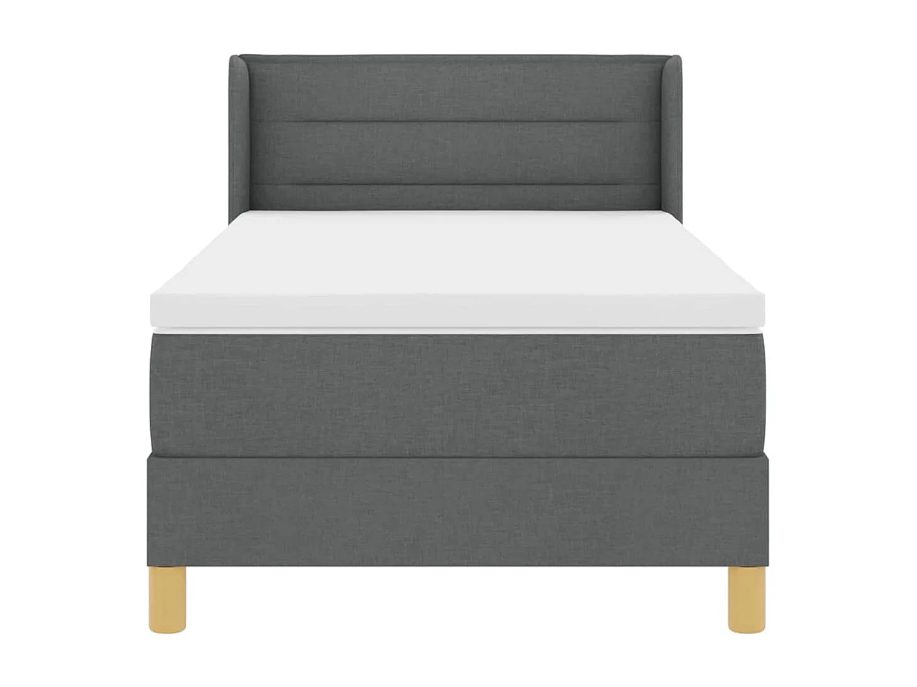 Cadre de lit avec matelas Gris foncé 90 x 190 cm tissu