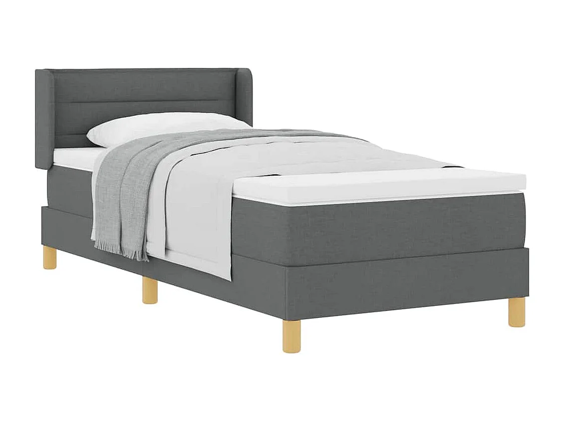 Cadre de lit avec matelas Gris foncé 90 x 190 cm tissu
