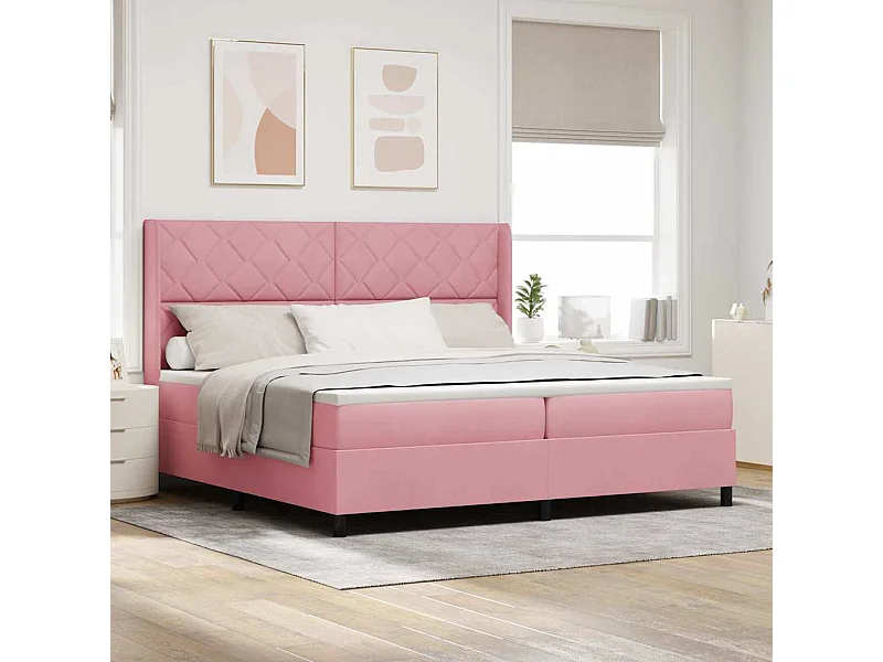 Boxspring bed met hoofdeinde Roze 200 x 200 cm Fluweel