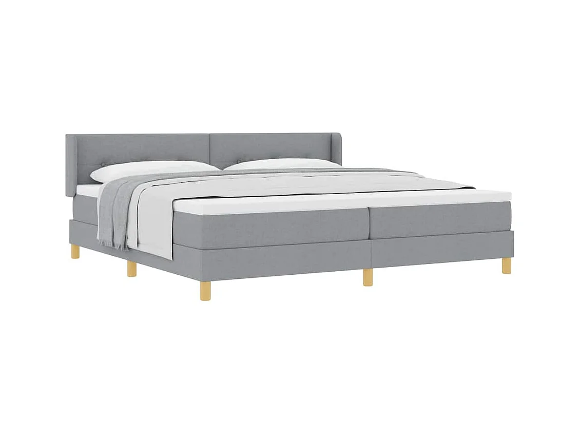 Cadre de lit avec matelas Gris clair 200 x 200 cm tissu