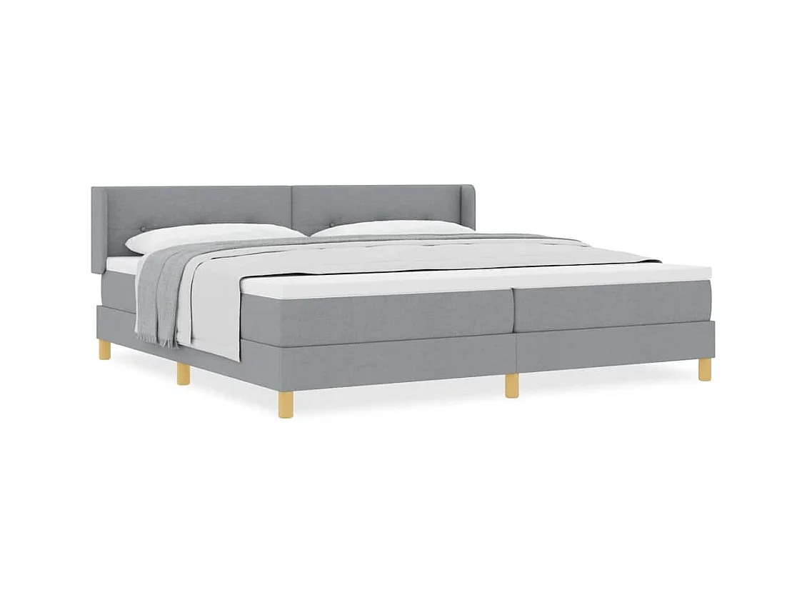 Cadre de lit avec matelas Gris clair 200 x 200 cm tissu