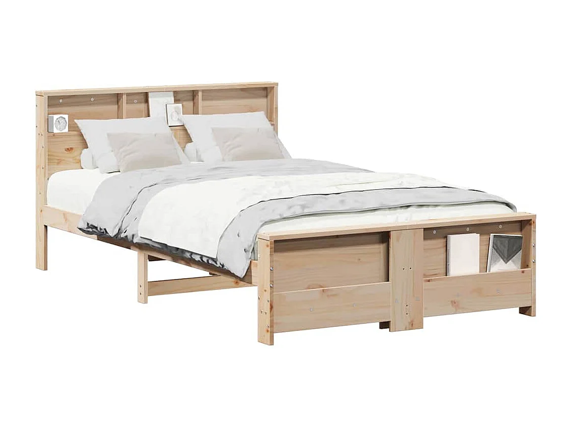 Cadre de lit Marron 140 x 190 cm Bois massif en pin