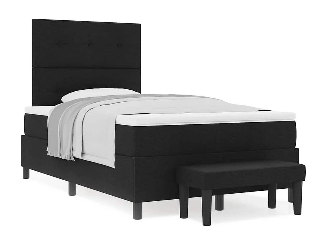 Cama Box com colchão com cabeceira Preto 120 x 190 cm tecido