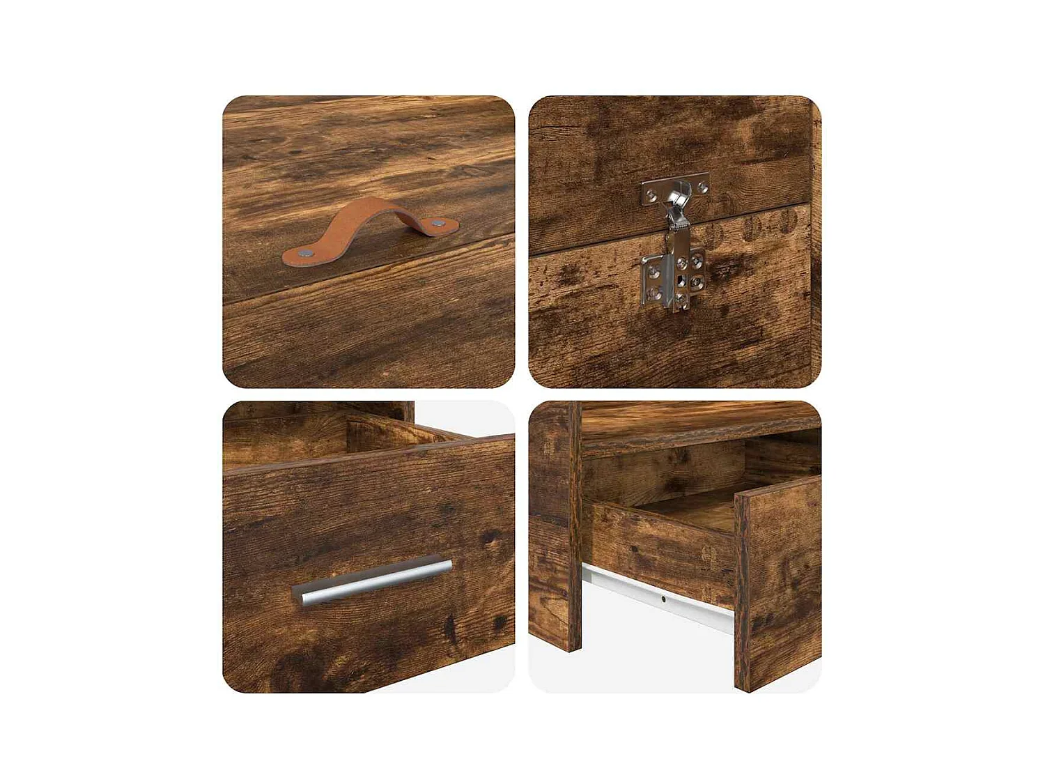 Cadre de lit avec rangement avec tiroir Chêne fumé 135 x 190 cm