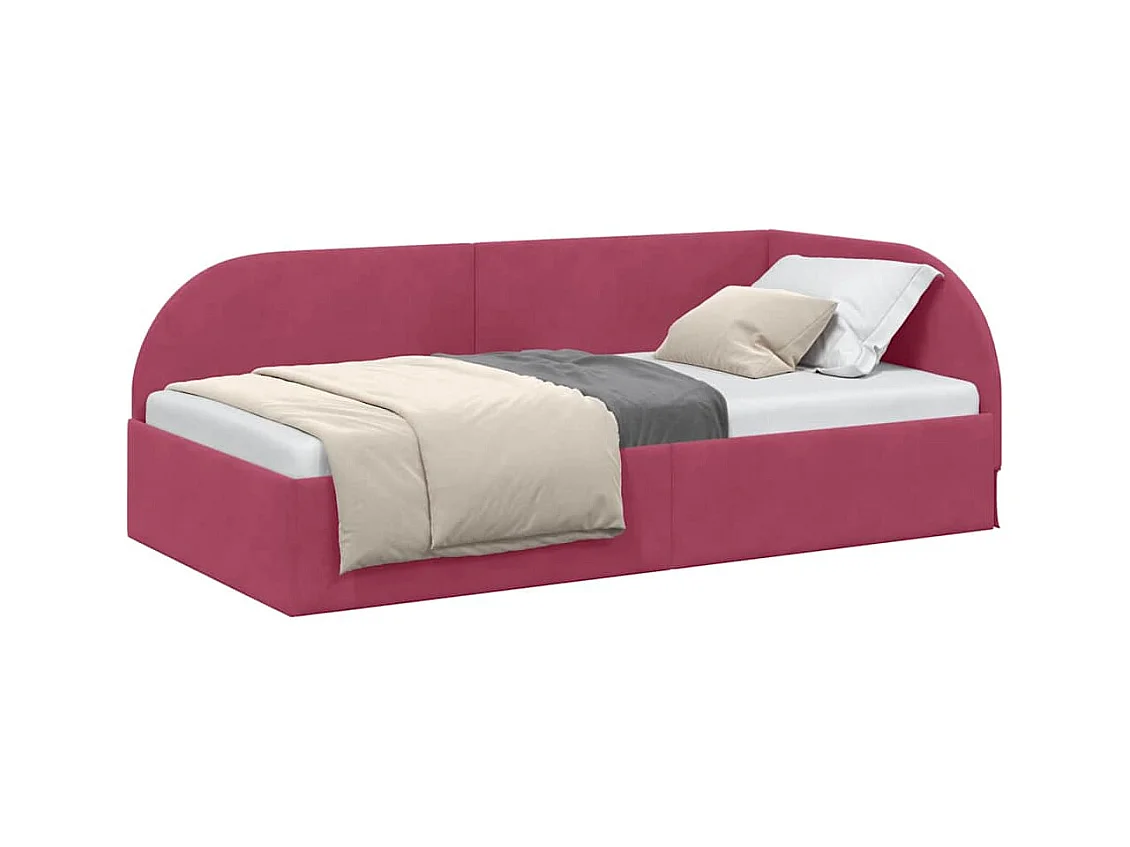 Cadre de lit d'angle Rouge bordeaux 90 x 200 cm Velours