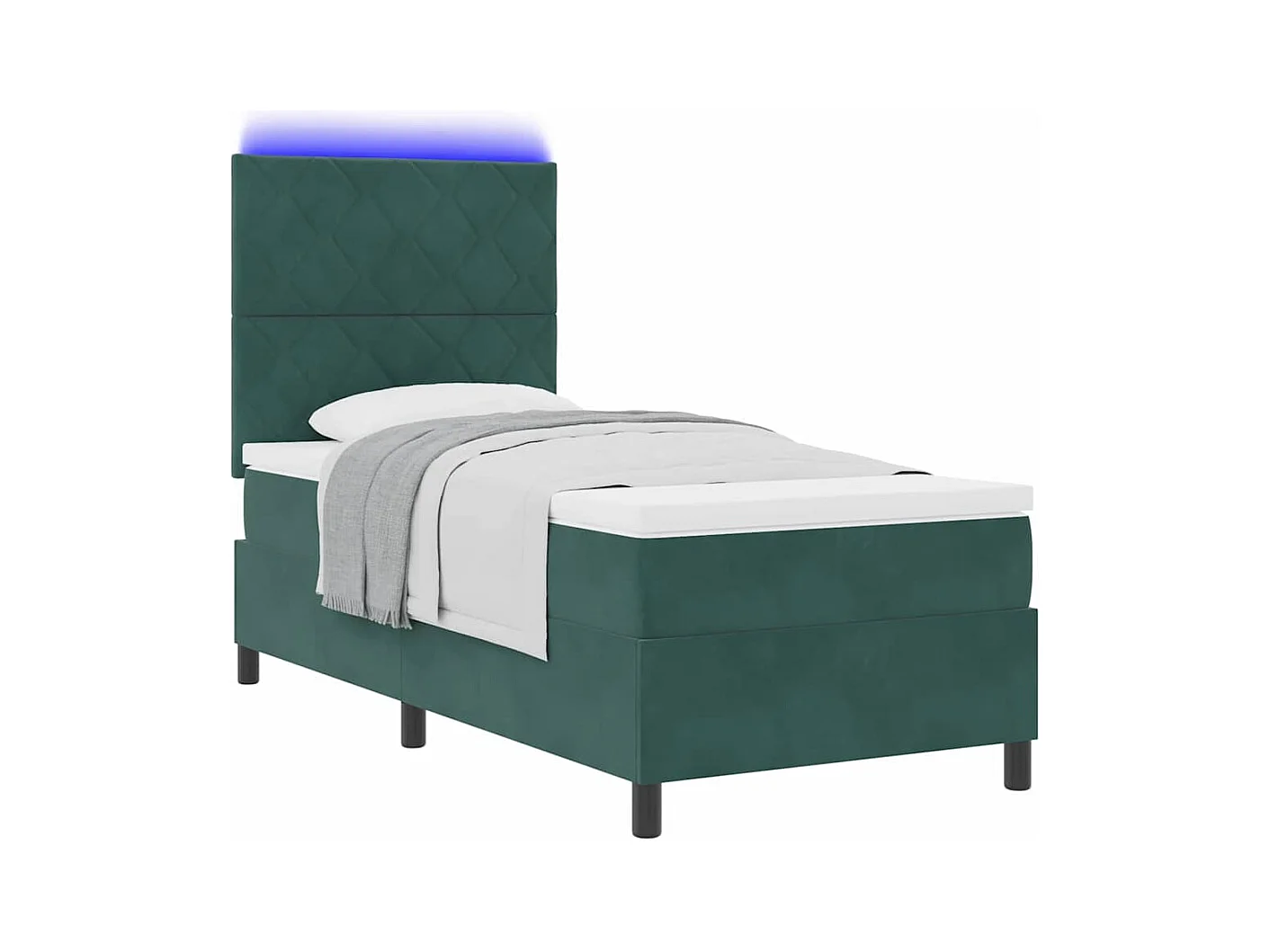 Cadre de lit avec matelas Vert foncé 100 x 200 cm Velours