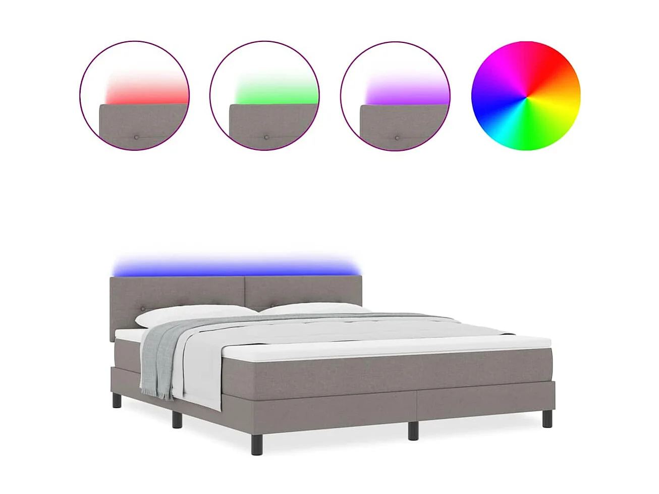 Cama tipo Box Spring con colchón Taupé 180 x 200 cm tela