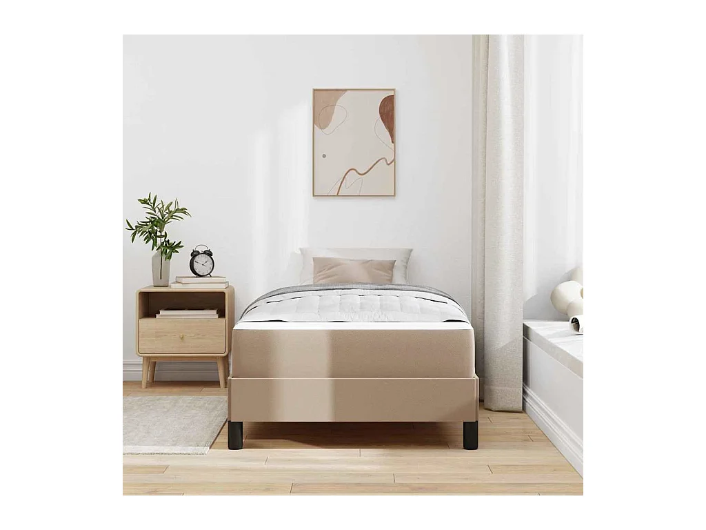 Cadre de lit avec matelas Cappuccino 90 x 200 cm Faux cuir