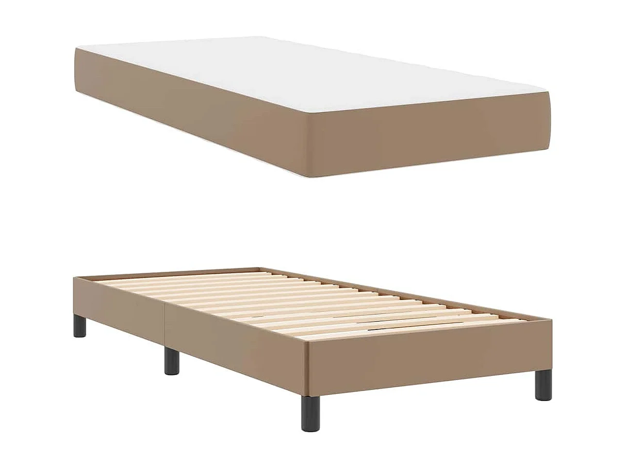 Cadre de lit avec matelas Cappuccino 90 x 200 cm Faux cuir