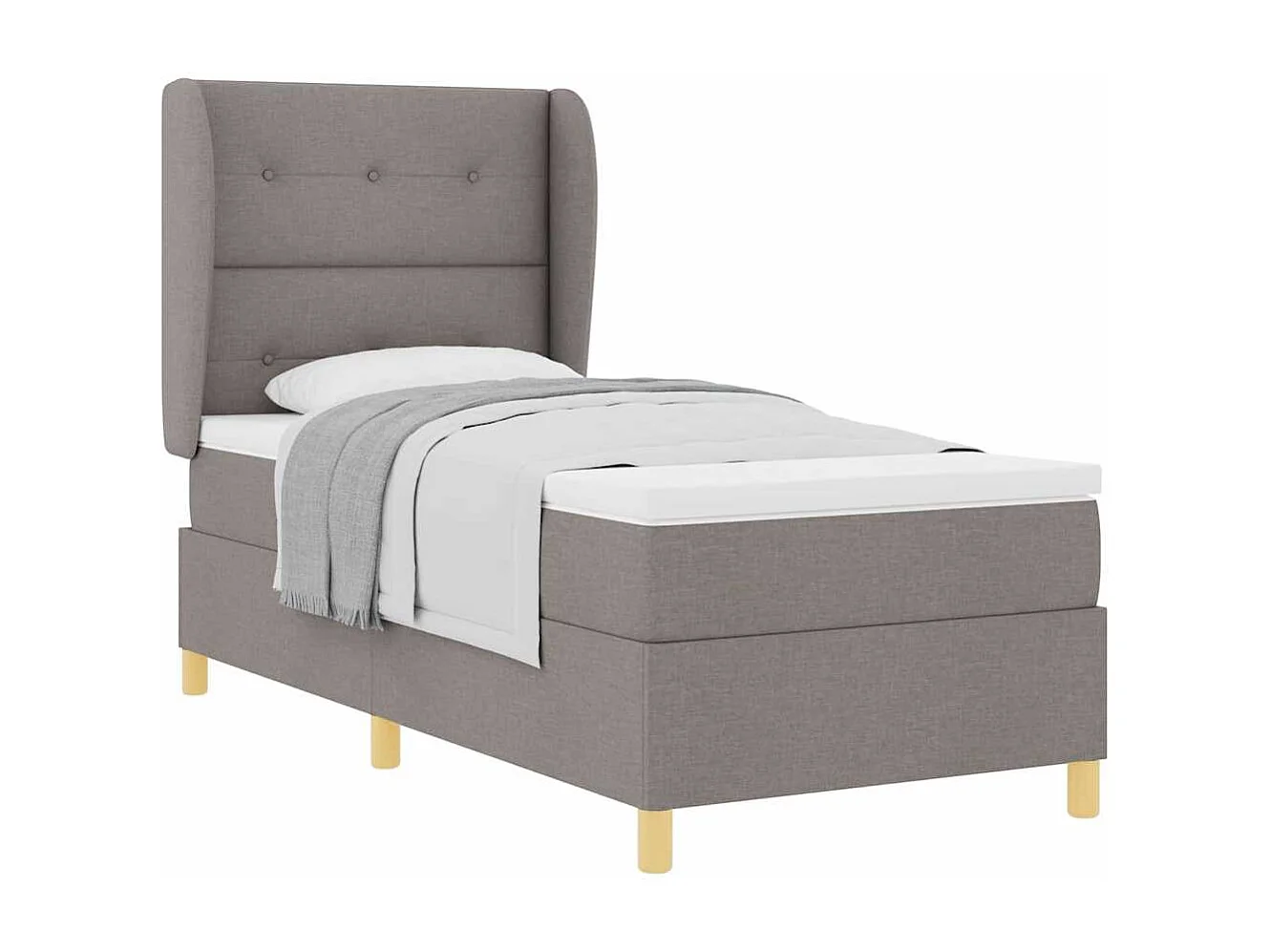 Cama con Somier y Colchón Gris Oscuro 90x190 cm de Tela Taupé