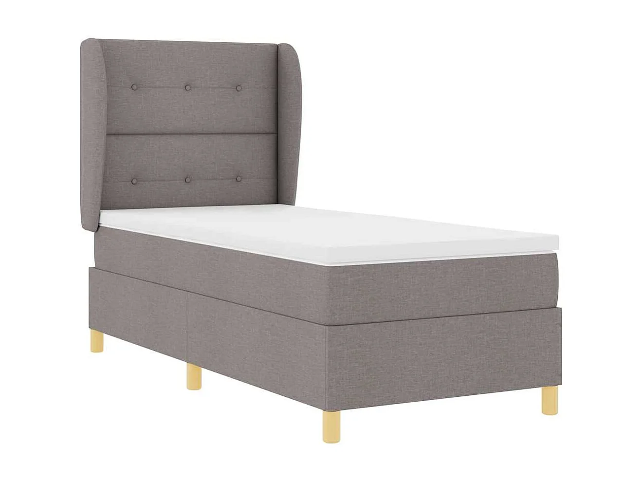 Cama con Somier y Colchón Gris Oscuro 90x190 cm de Tela Taupé