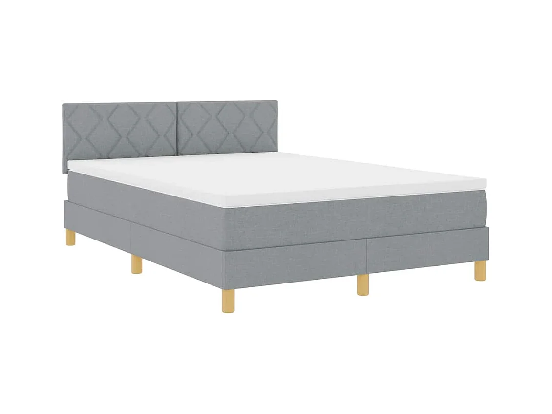 Cadre de lit avec matelas Gris clair 140 x 200 cm tissu