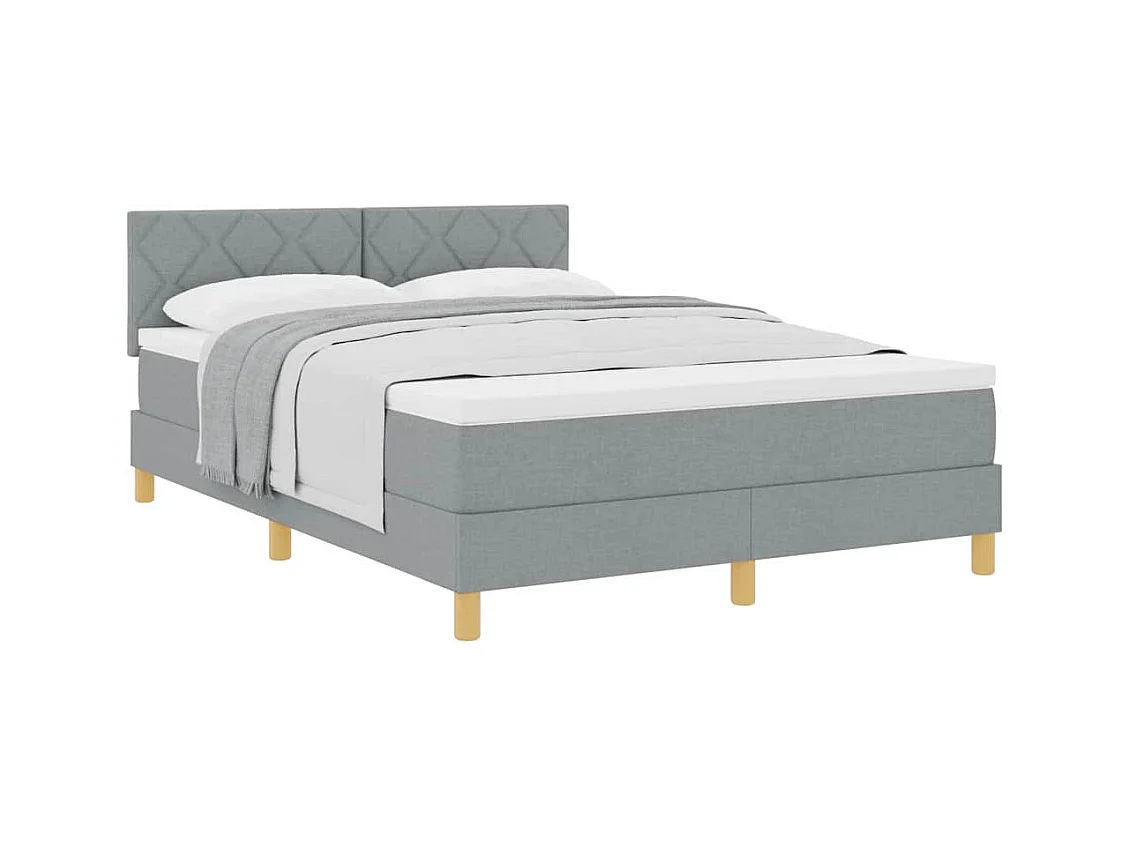 Cadre de lit avec matelas Gris clair 140 x 200 cm tissu