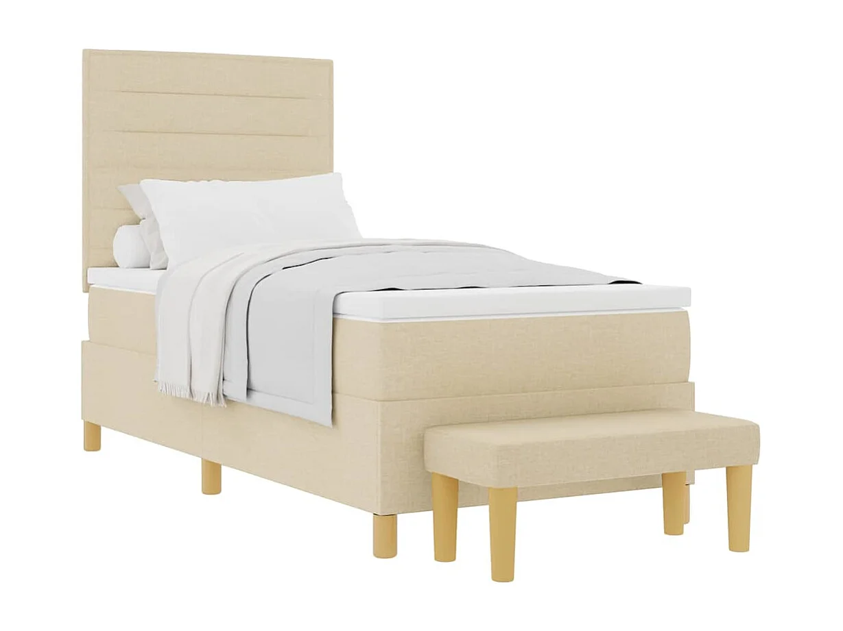 Cama tipo Box Spring con colchón Crema 80 x 200 cm tela