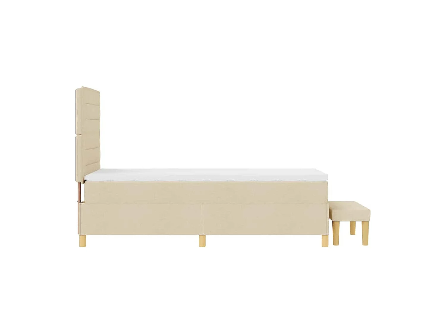 Cama tipo Box Spring con colchón Crema 80 x 200 cm tela