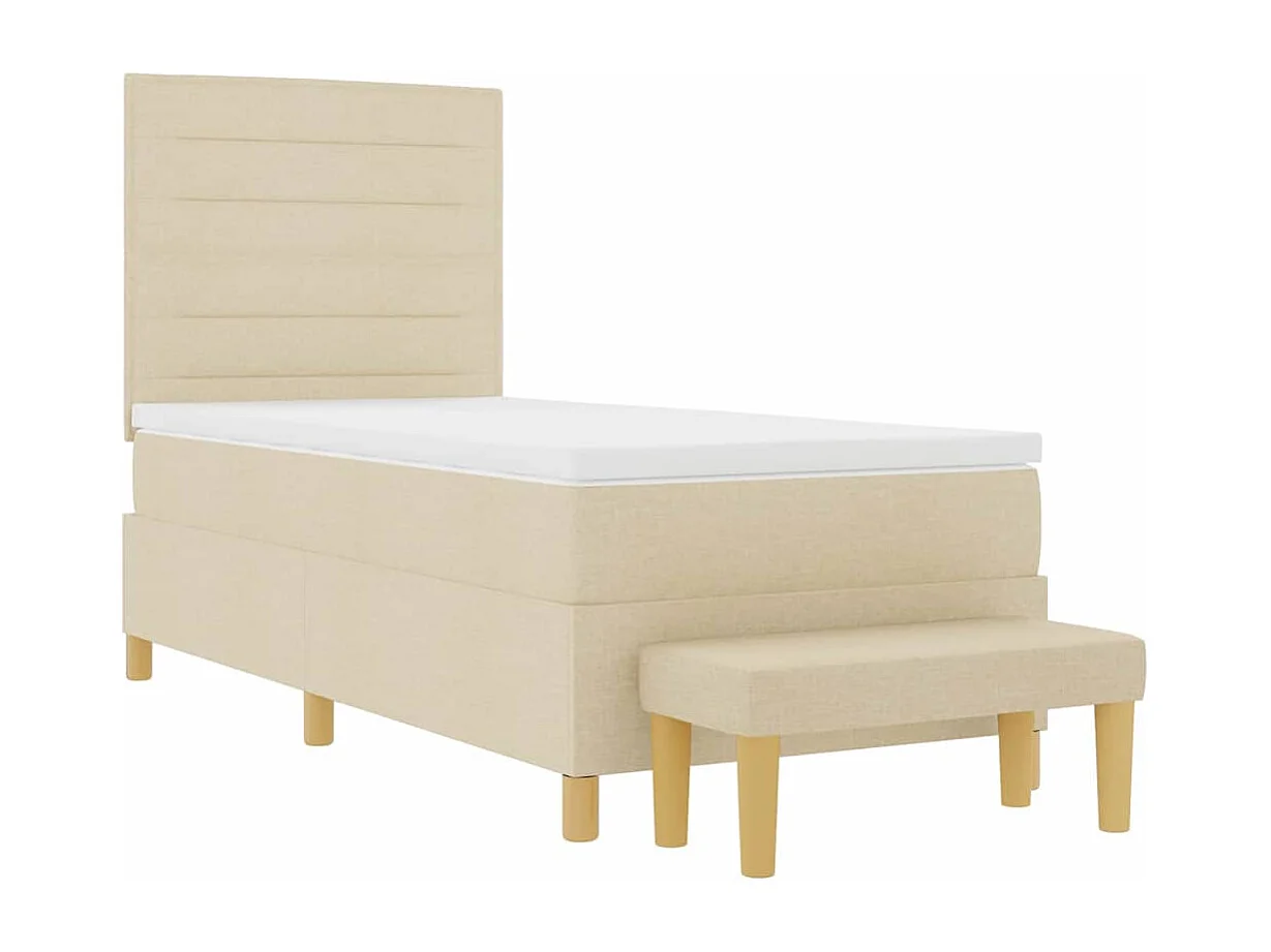 Cama tipo Box Spring con colchón Crema 80 x 200 cm tela