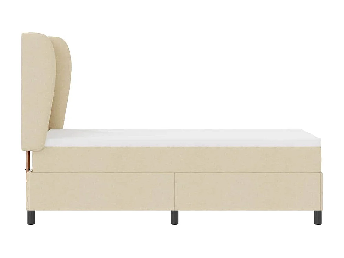 Cama tipo Box Spring con colchón Crema 80 x 200 cm tela