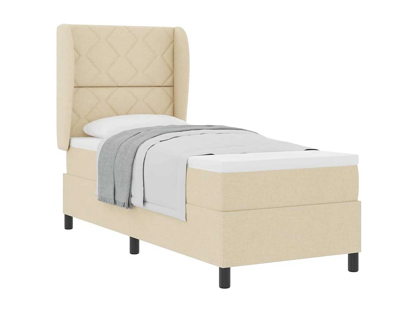 Cadre de lit avec matelas Crème 80 x 200 cm tissu