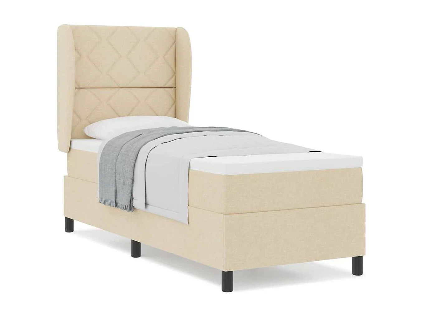 Cadre de lit avec matelas Crème 80 x 200 cm tissu