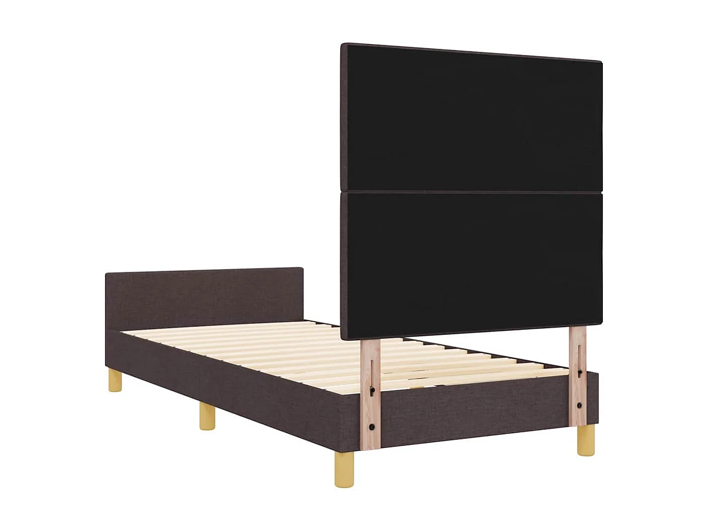 Cadre de lit avec tête de lit Marron foncé 90 x 190 cm tissu
