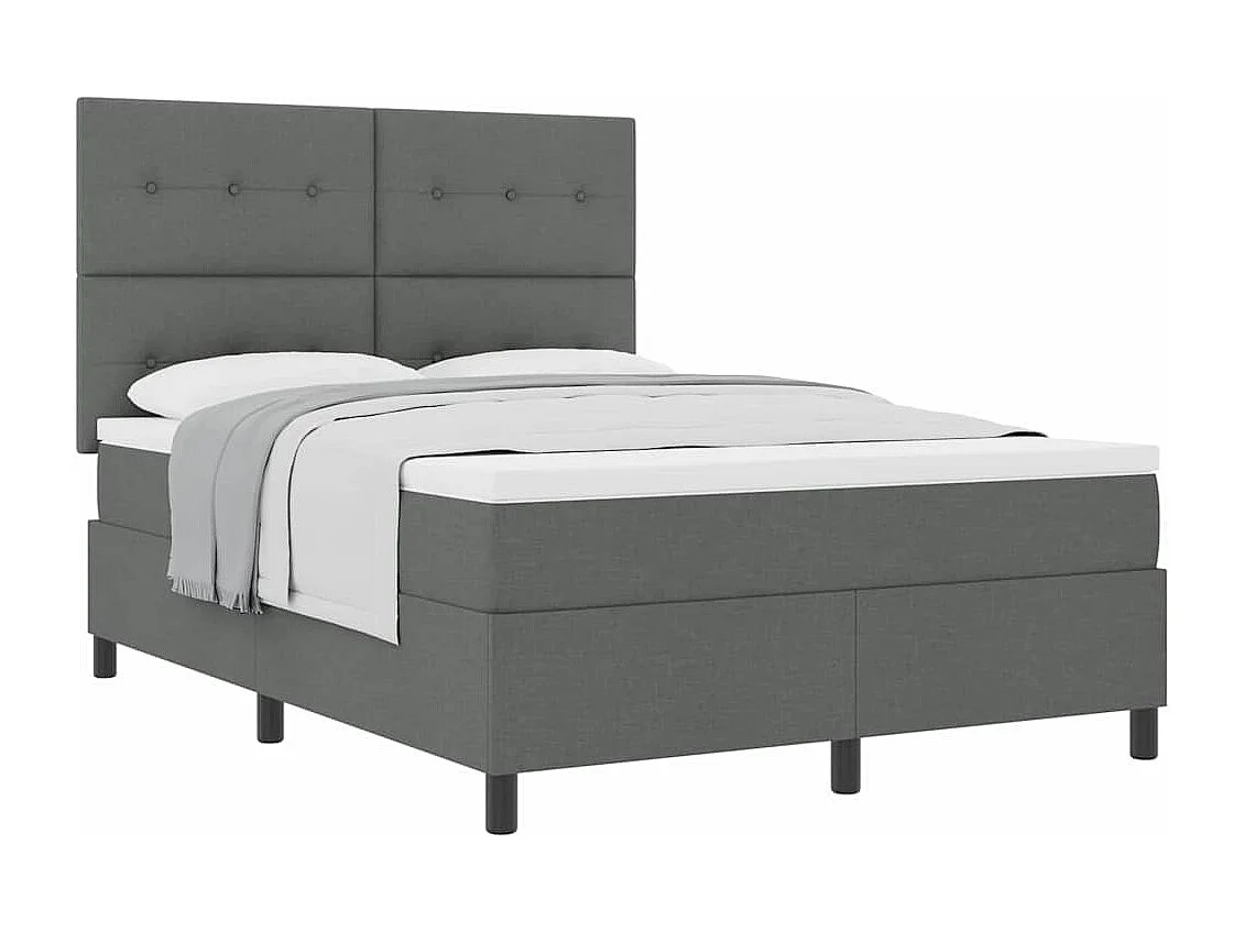 Cadre de lit avec matelas Gris foncé 160 x 200 cm tissu