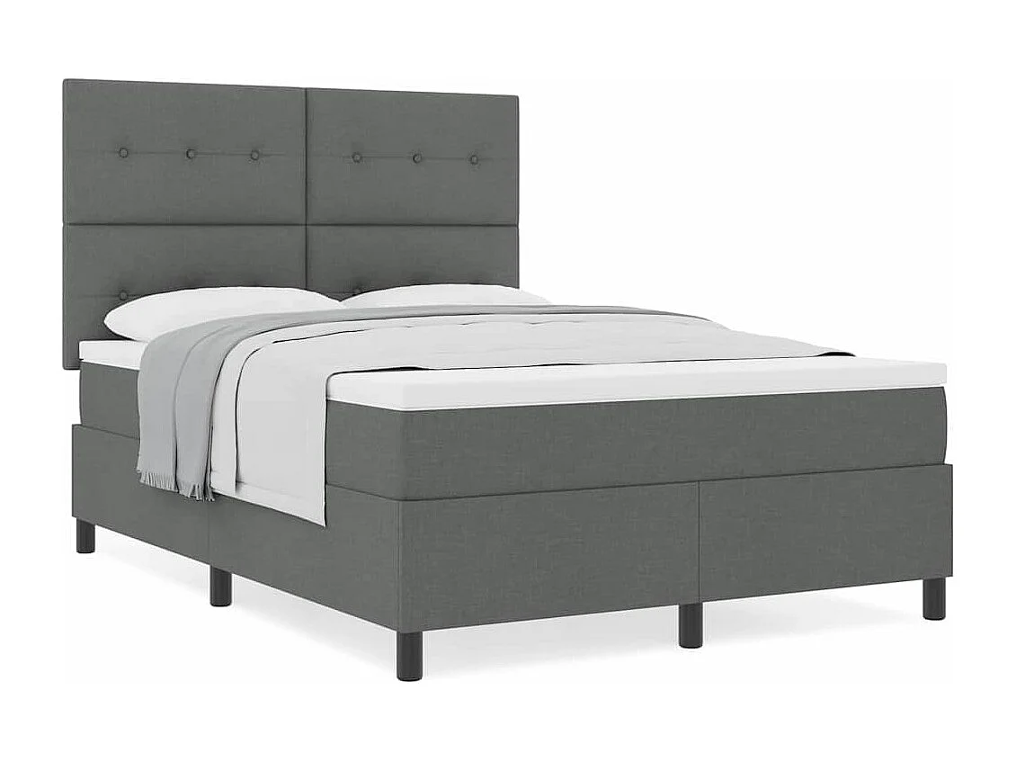 Cadre de lit avec matelas Gris foncé 160 x 200 cm tissu
