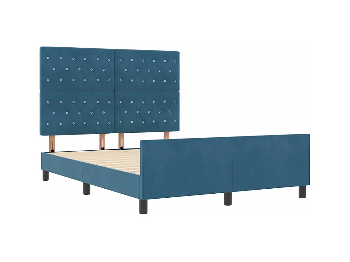 Cadre de lit avec tête de lit Bleu foncé 160 x 200 cm Velours