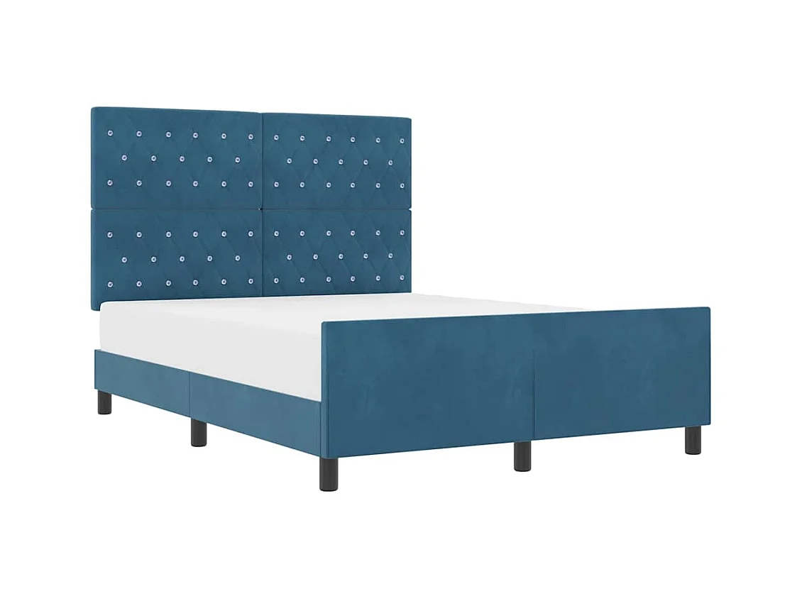 Cadre de lit avec tête de lit Bleu foncé 160 x 200 cm Velours